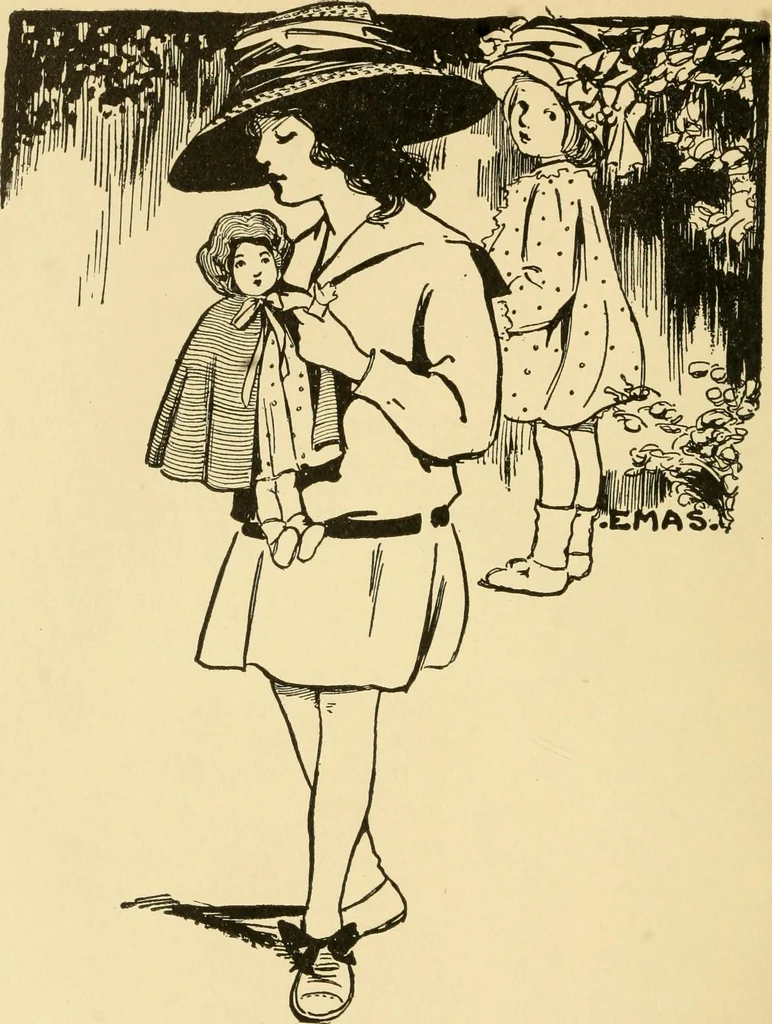 An illustration from When mother lets us sew, 1910, leaf 5