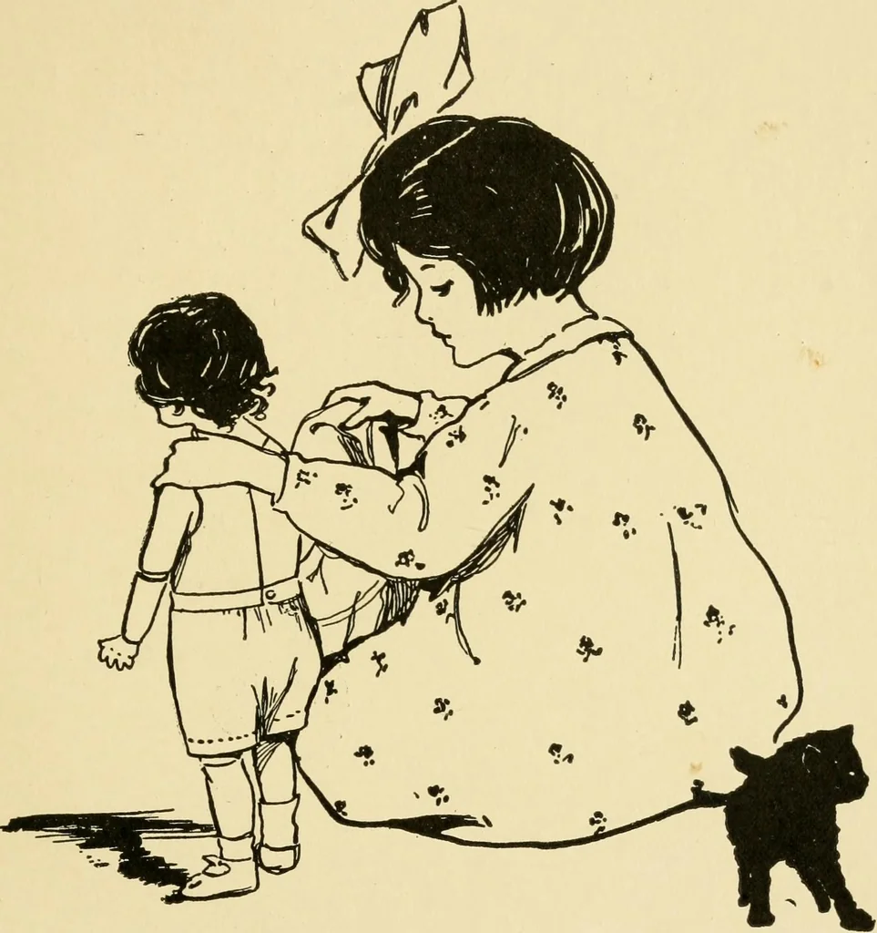 An illustration from When mother lets us sew, 1910, leaf 62