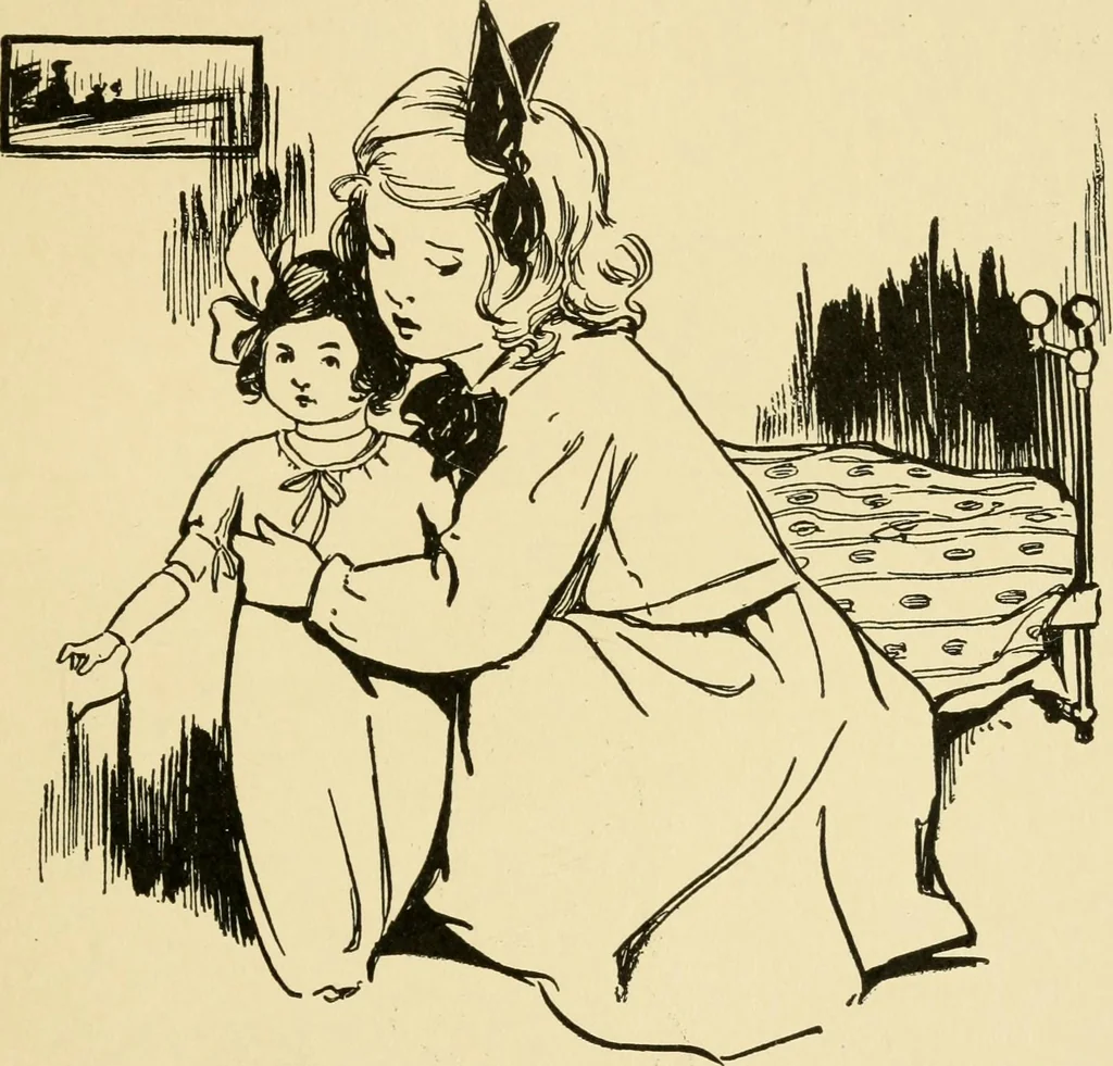 An illustration from When mother lets us sew, 1910, leaf 66