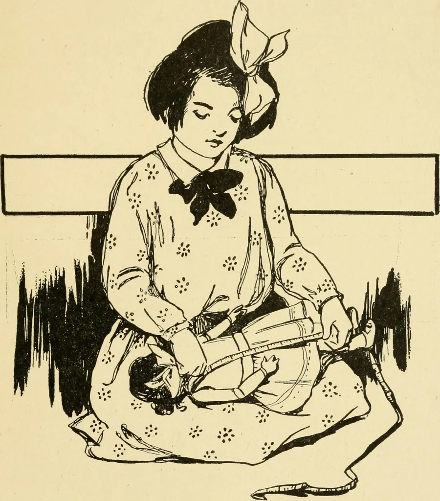 An illustration from When mother lets us sew, 1910, leaf 72