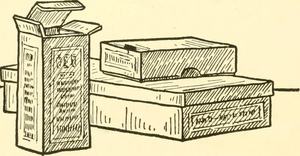 An illustration from When mother lets us make paper box furniture; a book which shows children just how to make most attractive toy furniture out of materials which cost practically nothing--toys which give as much pleasure as those from expensive toy shops, 1914, leaf 21