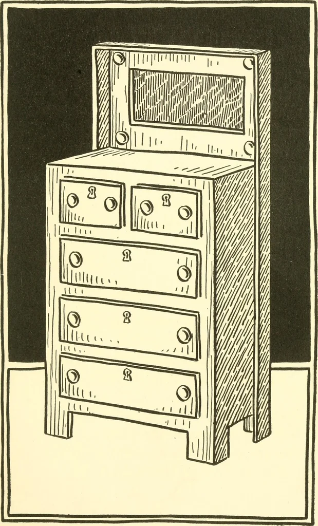 An illustration from When mother lets us make paper box furniture; a book which shows children just how to make most attractive toy furniture out of materials which cost practically nothing--toys which give as much pleasure as those from expensive toy shops, 1914, leaf 86