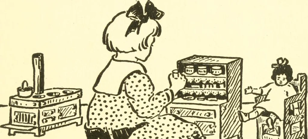 An illustration from When mother lets us make paper box furniture; a book which shows children just how to make most attractive toy furniture out of materials which cost practically nothing--toys which give as much pleasure as those from expensive toy shops, 1914, leaf 90
