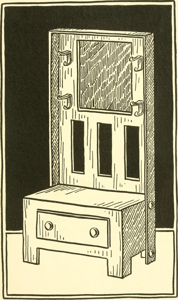 An illustration from When mother lets us make paper box furniture; a book which shows children just how to make most attractive toy furniture out of materials which cost practically nothing--toys which give as much pleasure as those from expensive toy shops, 1914, leaf 94