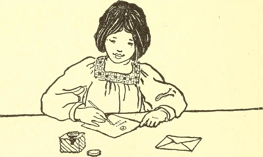 An illustration from When mother lets us give a party; a book that tells little folk how best to entertain and amuse their little friends, 1909, leaf 17