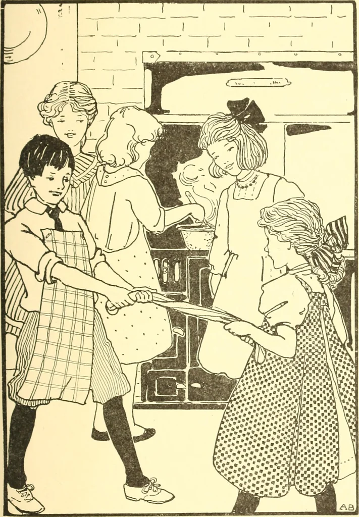 An illustration from When mother lets us give a party; a book that tells little folk how best to entertain and amuse their little friends, 1909, leaf 24