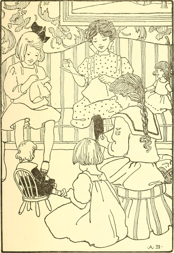 An illustration from When mother lets us give a party; a book that tells little folk how best to entertain and amuse their little friends, 1909, leaf 28