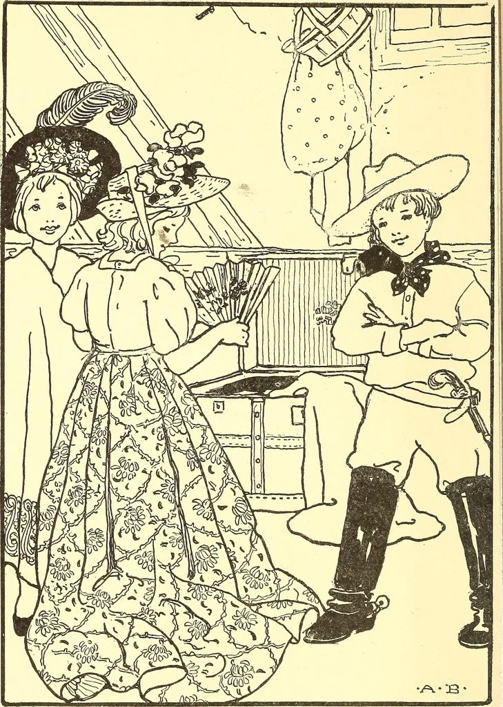 An illustration from When mother lets us give a party; a book that tells little folk how best to entertain and amuse their little friends, 1909, leaf 7