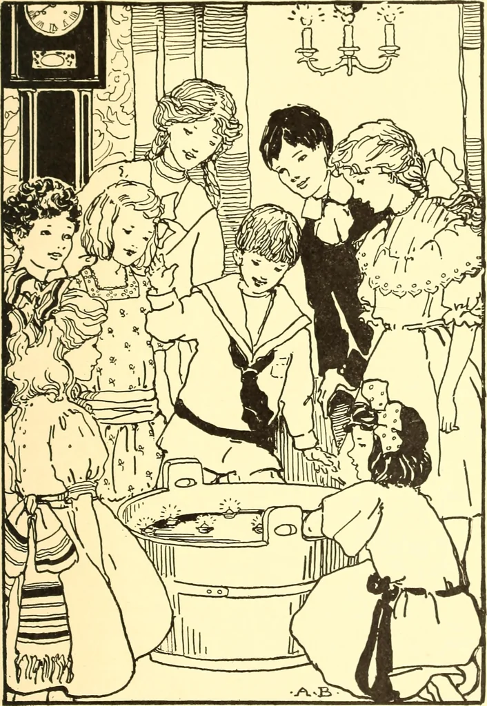 An illustration from When mother lets us give a party; a book that tells little folk how best to entertain and amuse their little friends, 1909, leaf 98