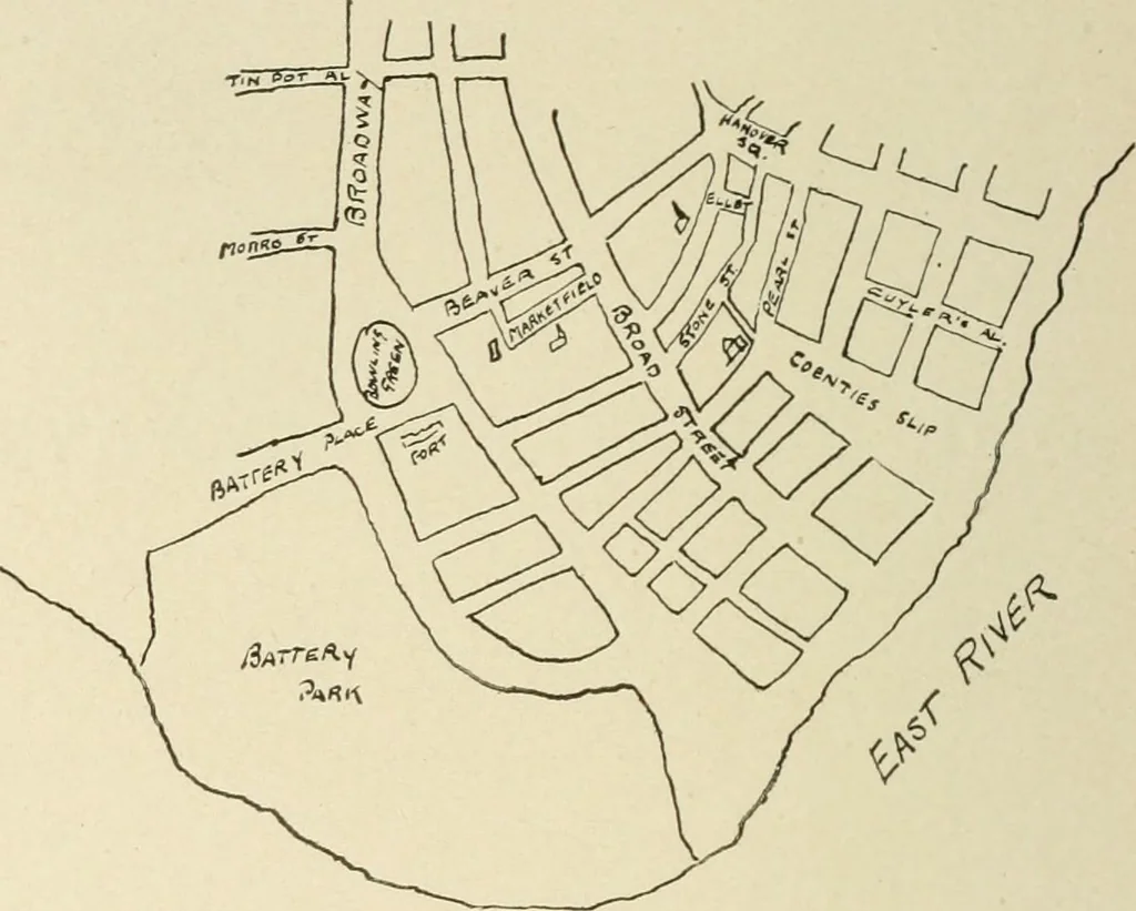 An illustration from When old New York was young, 1902, leaf 243