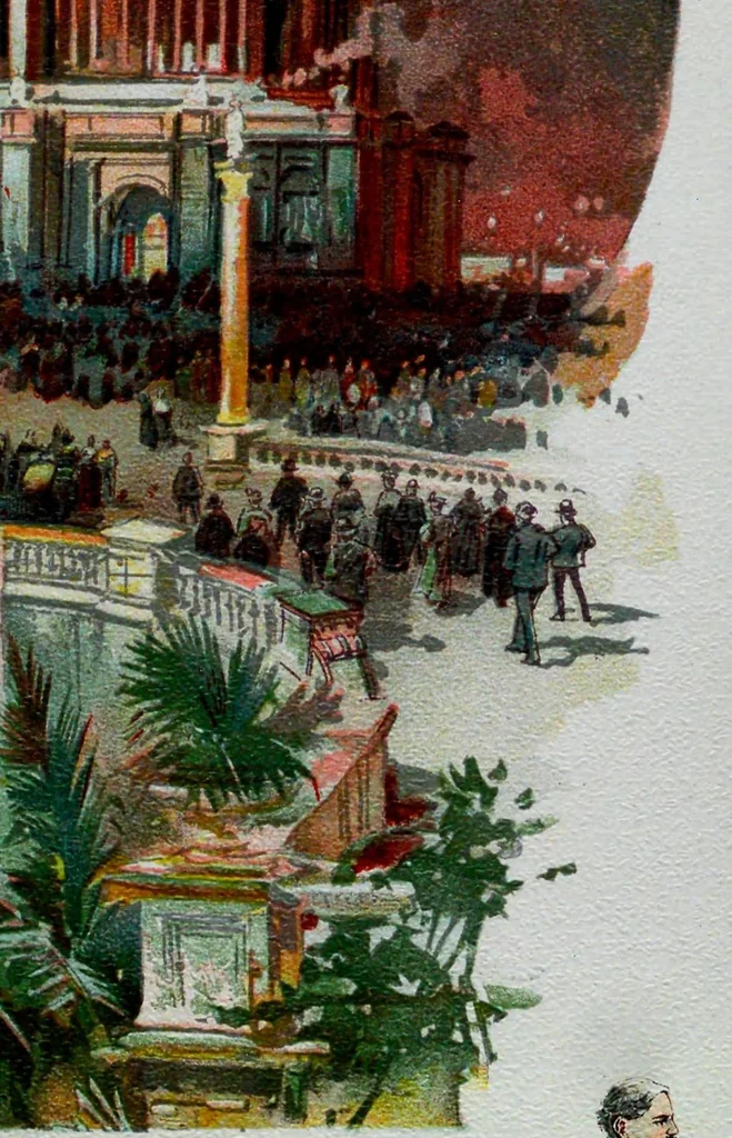 An illustration from The White City with brush and pen, 1893, leaf 17