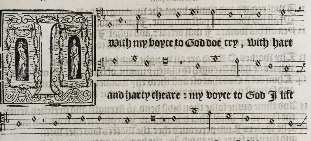 An illustration from The whole booke of Psalmes, 1580, leaf 109