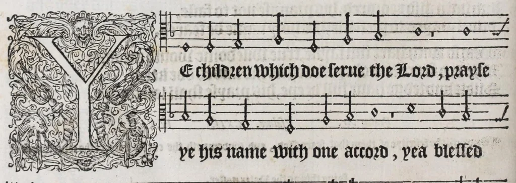 An illustration from The whole booke of Psalmes, 1580, leaf 156