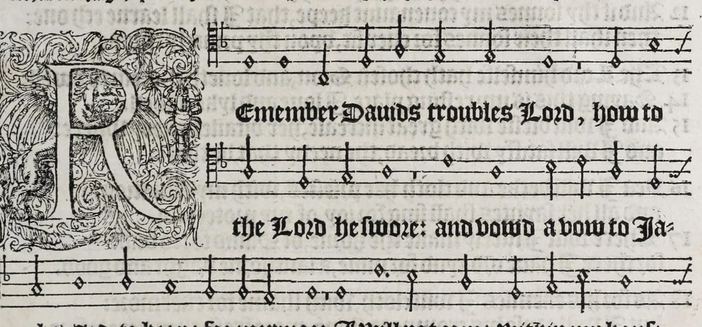 An illustration from The whole booke of Psalmes, 1580, leaf 181