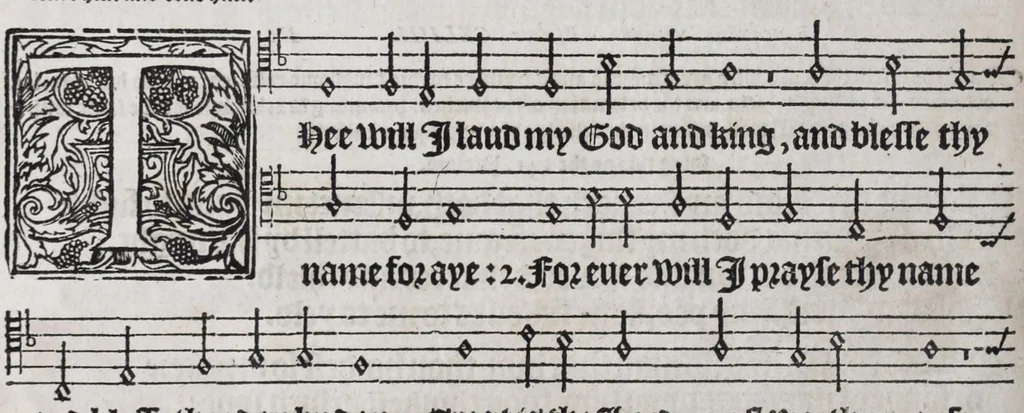 An illustration from The whole booke of Psalmes, 1580, leaf 194
