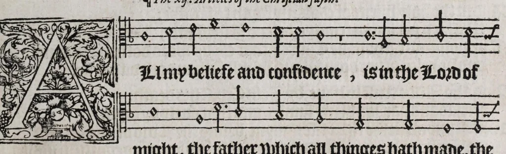 An illustration from The whole booke of Psalmes, 1580, leaf 203