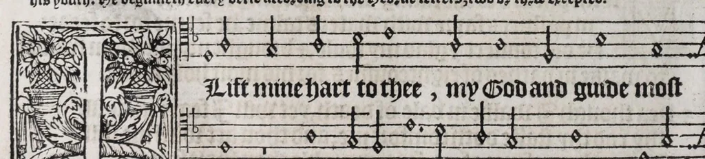 An illustration from The whole booke of Psalmes, 1580, leaf 48