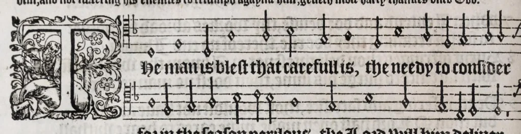 An illustration from The whole booke of Psalmes, 1580, leaf 68