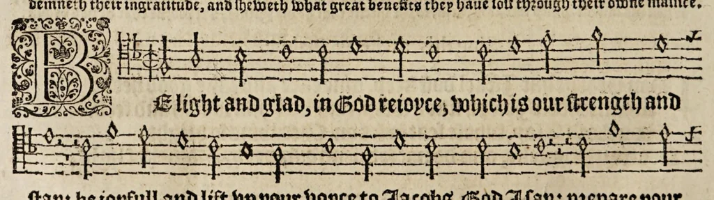 An illustration from The whole booke of psalmes, 1615, leaf 104