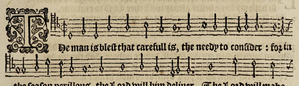 An illustration from The whole booke of psalmes, 1615, leaf 61