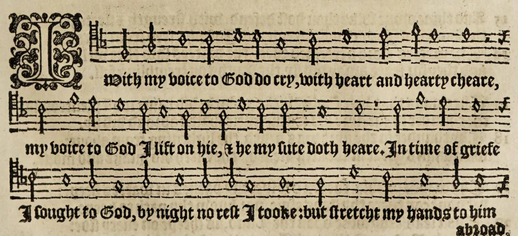 An illustration from The whole booke of psalmes, 1615, leaf 97