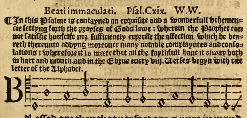 An illustration from The Whole booke of Psalmes collected into Englishe metre, 1584, leaf 341