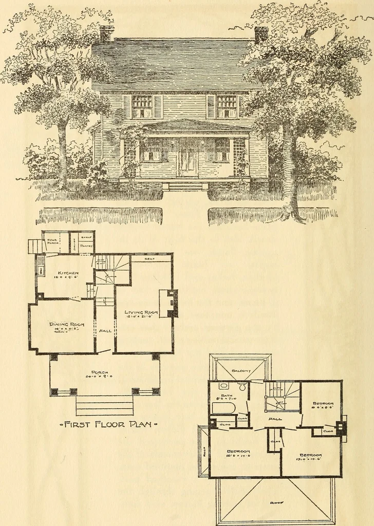 An illustration from Wildwood homes : being a collection of houses and details with suggestions for the home builder, 1912, leaf 49
