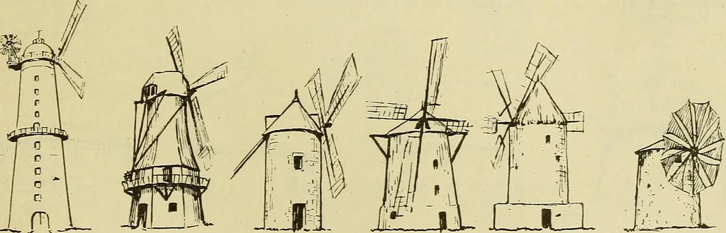 An illustration from Windmills, picturesque and historic : the Motors of the past / by F.H. Shelton, 1919, leaf 8