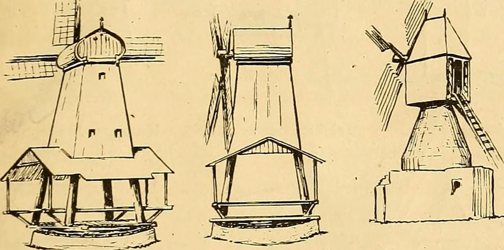 An illustration from Windmills, picturesque and historic : the Motors of the past, 1919, leaf 10