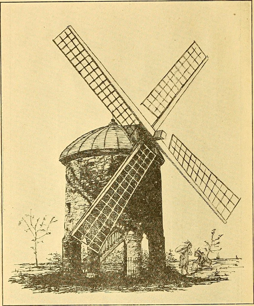An illustration from Windmills, picturesque and historic : the Motors of the past, 1919, leaf 33