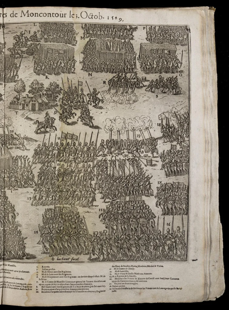 An illustration from Le premier volume contenant Quarante tableaux ou histoires diverses qui sont mémorables touchant les guerres, massacres, & troubles advenues en France en ces dernières années, 1575, leaf 126