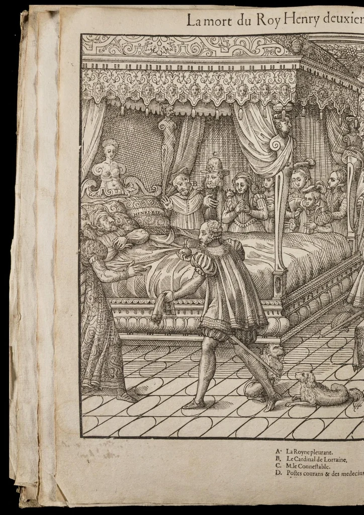 An illustration from Le premier volume contenant Quarante tableaux ou histoires diverses qui sont mémorables touchant les guerres, massacres, & troubles advenues en France en ces dernières années, 1575, leaf 13