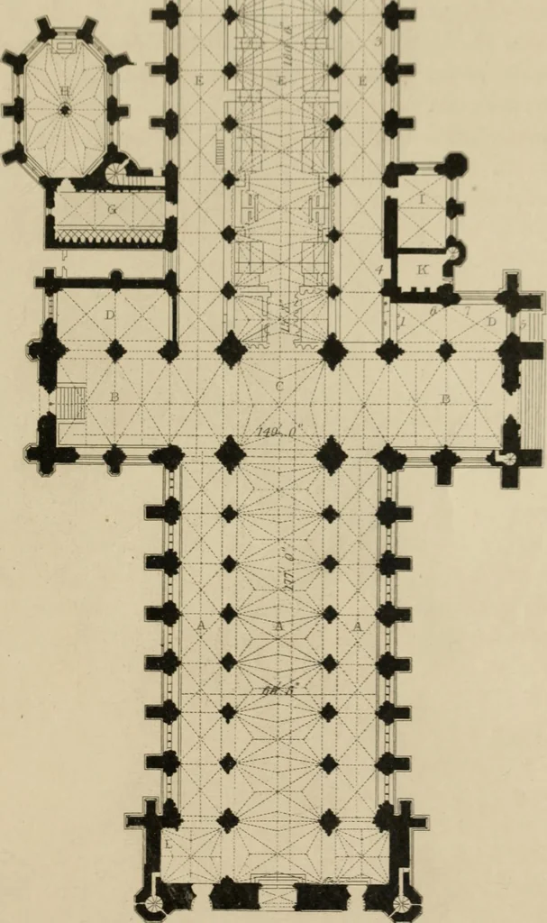 An illustration from Winkles's architectural and picturesque illustrations of the cathedral churches of England and Wales, 1836, leaf 42