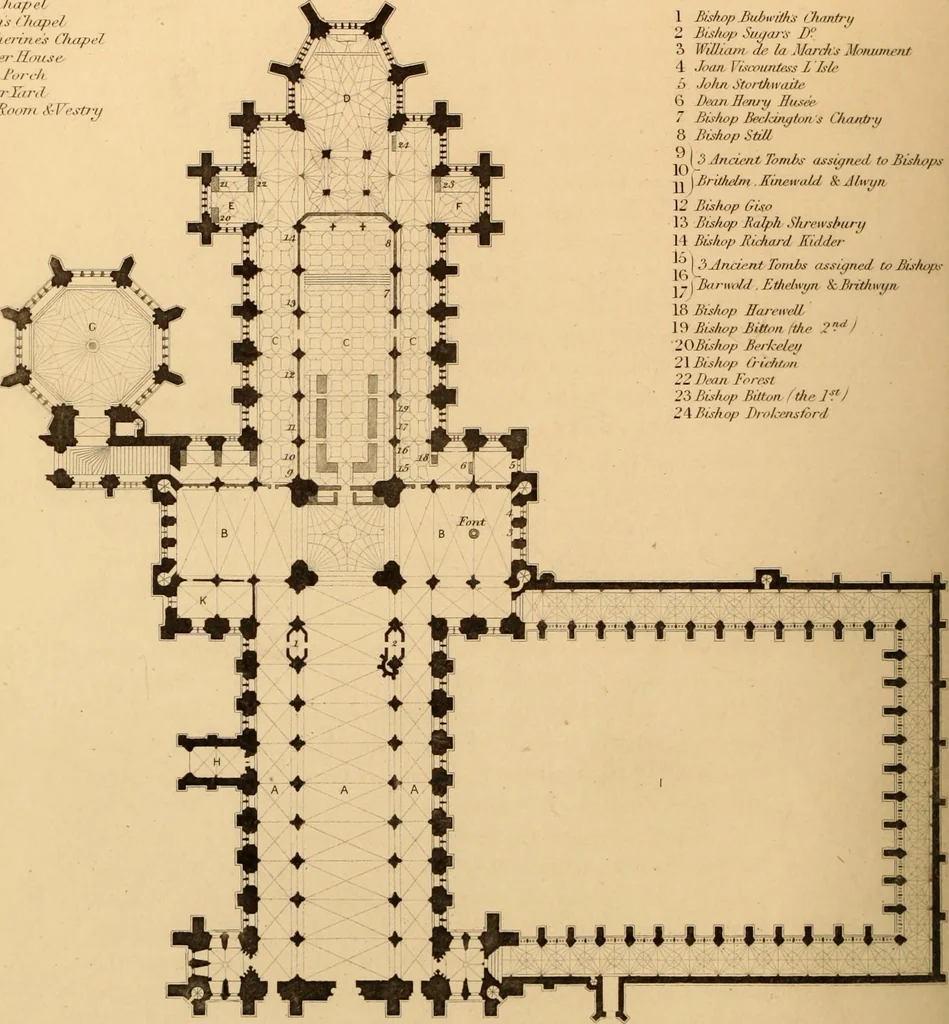 An illustration from Winkles's architectural and picturesque illustrations of the cathedral churches of England and Wales, 1836, leaf 193