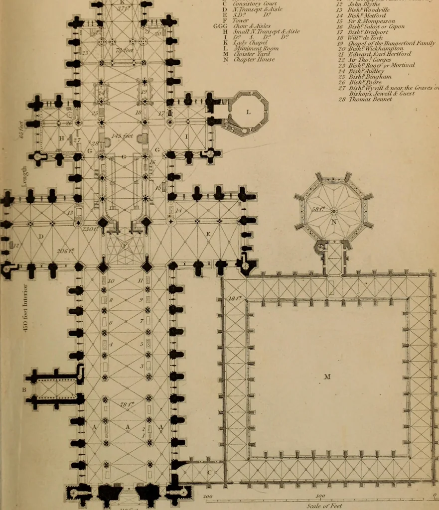 An illustration from Winkles's architectural and picturesque illustrations of the cathedral churches of England and Wales, 1836, leaf 36