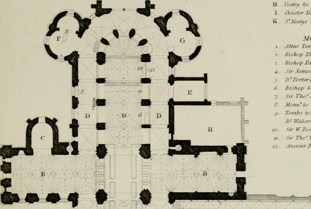An illustration from Winkles's architectural and picturesque illustrations of the cathedral churches of England and Wales, 1836, leaf 262