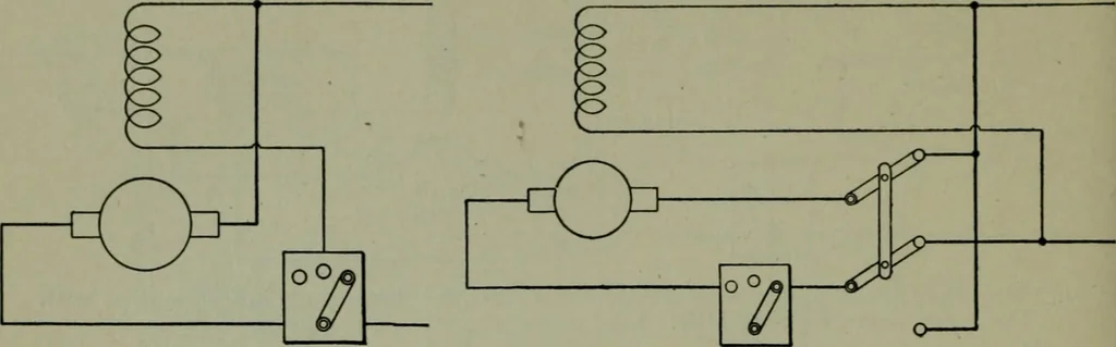 An illustration from Wiring diagrams of electrical apparatus and installations, 1913, leaf 105