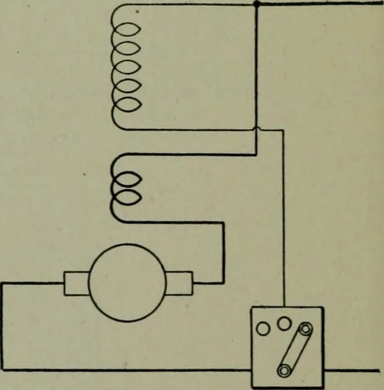 An illustration from Wiring diagrams of electrical apparatus and installations, 1913, leaf 105
