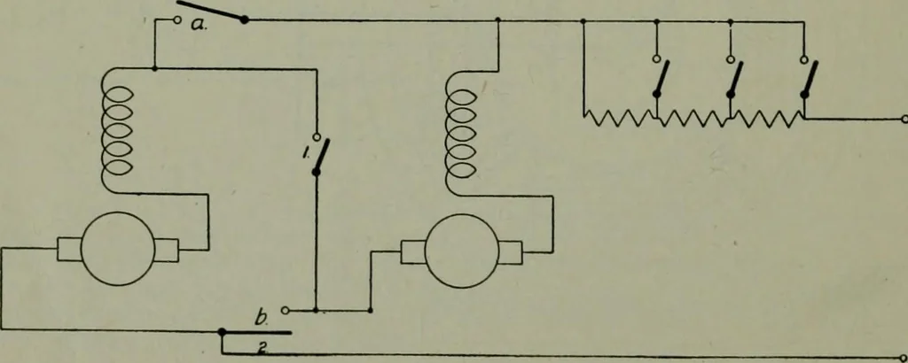 An illustration from Wiring diagrams of electrical apparatus and installations, 1913, leaf 107