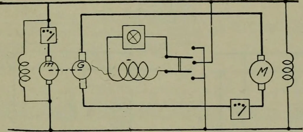 An illustration from Wiring diagrams of electrical apparatus and installations, 1913, leaf 108