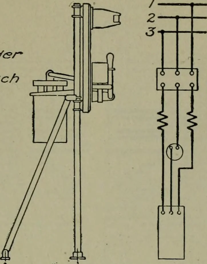 An illustration from Wiring diagrams of electrical apparatus and installations, 1913, leaf 118