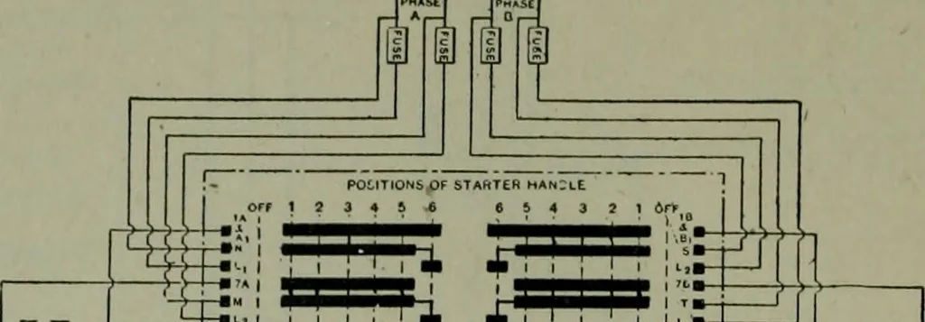 An illustration from Wiring diagrams of electrical apparatus and installations, 1913, leaf 119