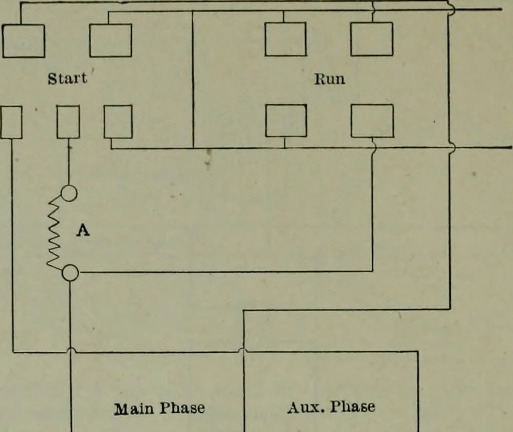 An illustration from Wiring diagrams of electrical apparatus and installations, 1913, leaf 123