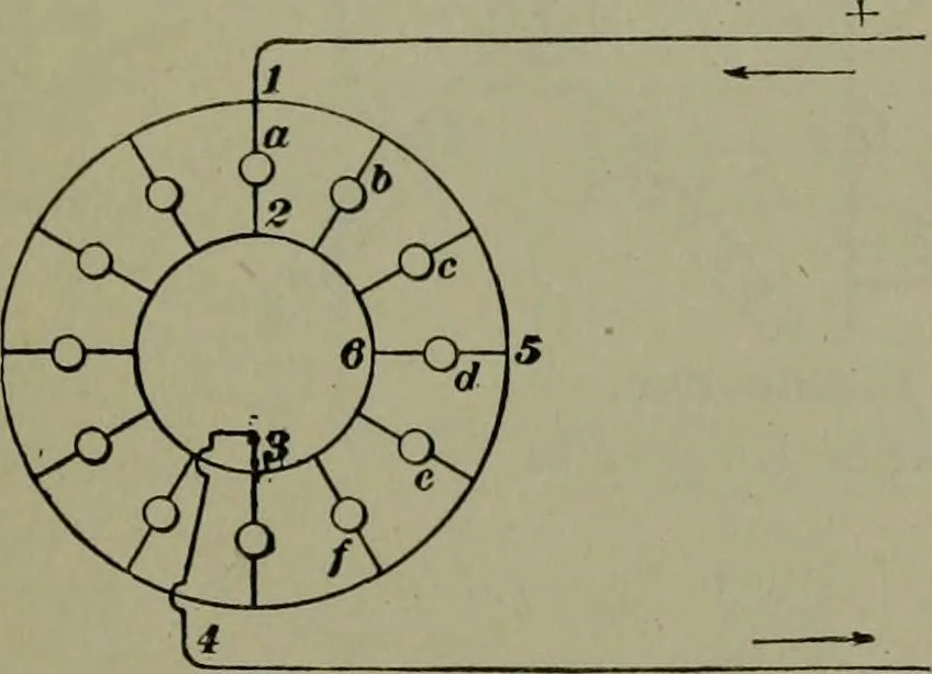An illustration from Wiring diagrams of electrical apparatus and installations, 1913, leaf 130