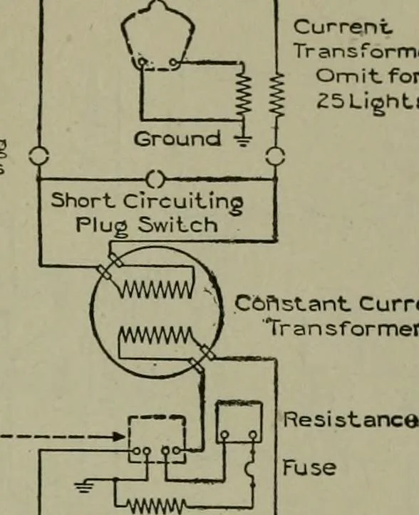 An illustration from Wiring diagrams of electrical apparatus and installations, 1913, leaf 138