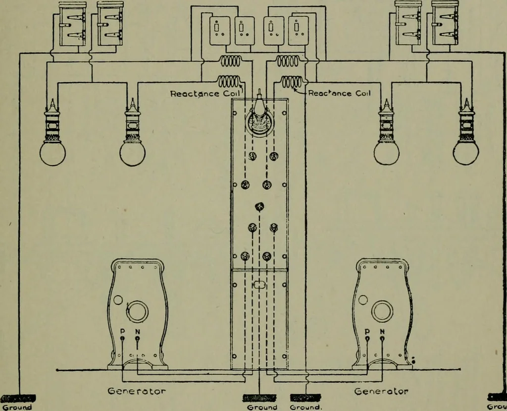 An illustration from Wiring diagrams of electrical apparatus and installations, 1913, leaf 144