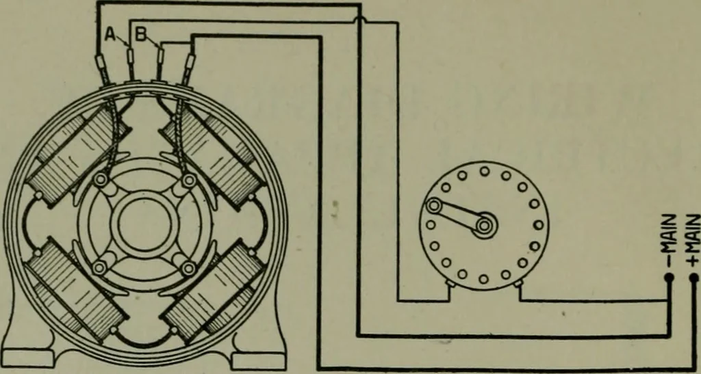 An illustration from Wiring diagrams of electrical apparatus and installations, 1913, leaf 15