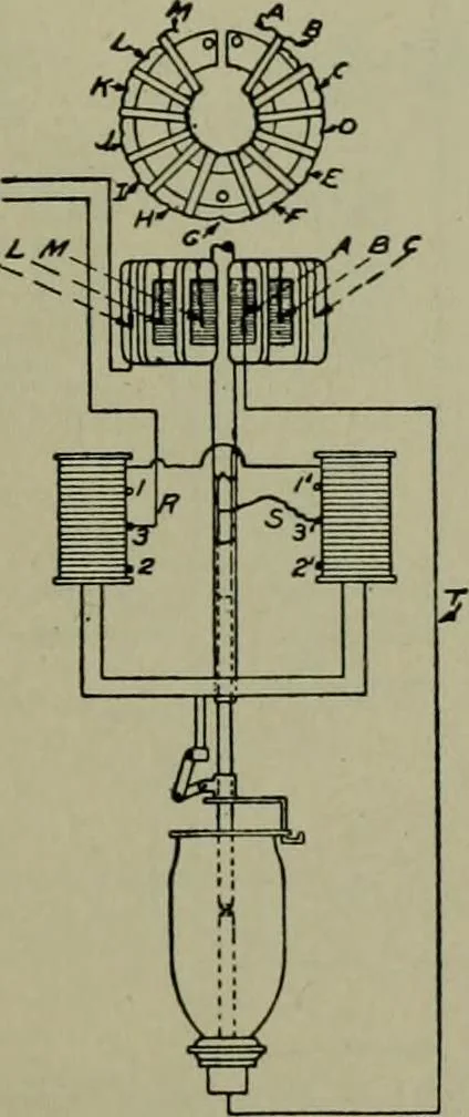An illustration from Wiring diagrams of electrical apparatus and installations, 1913, leaf 150