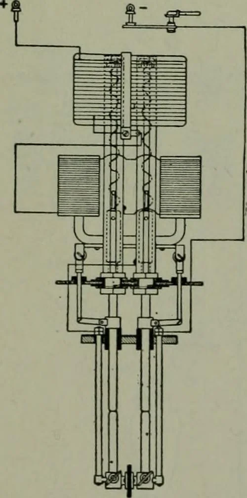An illustration from Wiring diagrams of electrical apparatus and installations, 1913, leaf 151