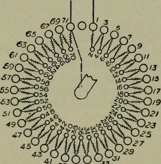 An illustration from Wiring diagrams of electrical apparatus and installations, 1913, leaf 156